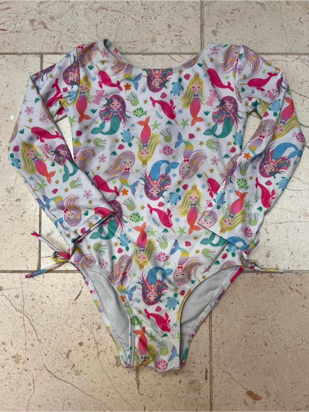 Flap Happy - Long Sleeve Mermaid One-Piece Swimsuit - 3T